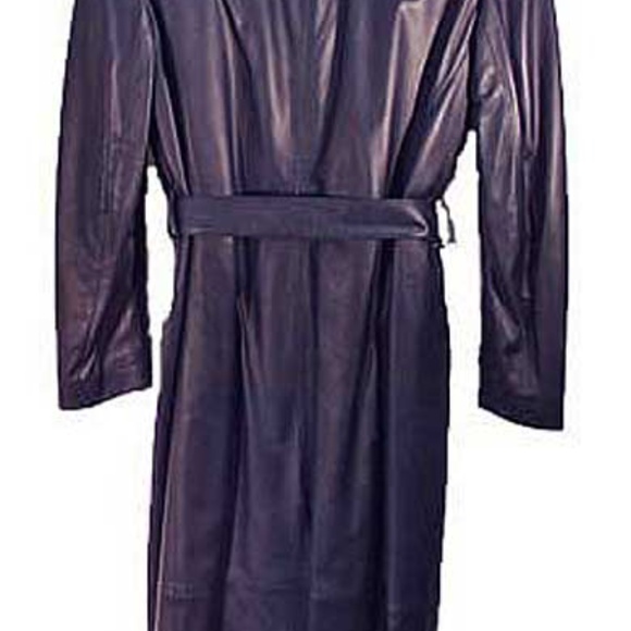 COAT, LAMB LEATHER, BOD AND CHRISTENSEN, TAGS ON, MISSES 12, NAVY, MID CALF - Picture 2 of 7